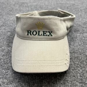 Rolex Hat Visor Strap Back Khaki Green Embroidered Crown Promo Golf Mens Charity